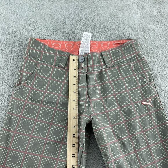 Puma Girls Plaid Capri Golf Pants Size S Gray & Pink Cotton/Elastane Fit 5171 - Picture 5 of 10